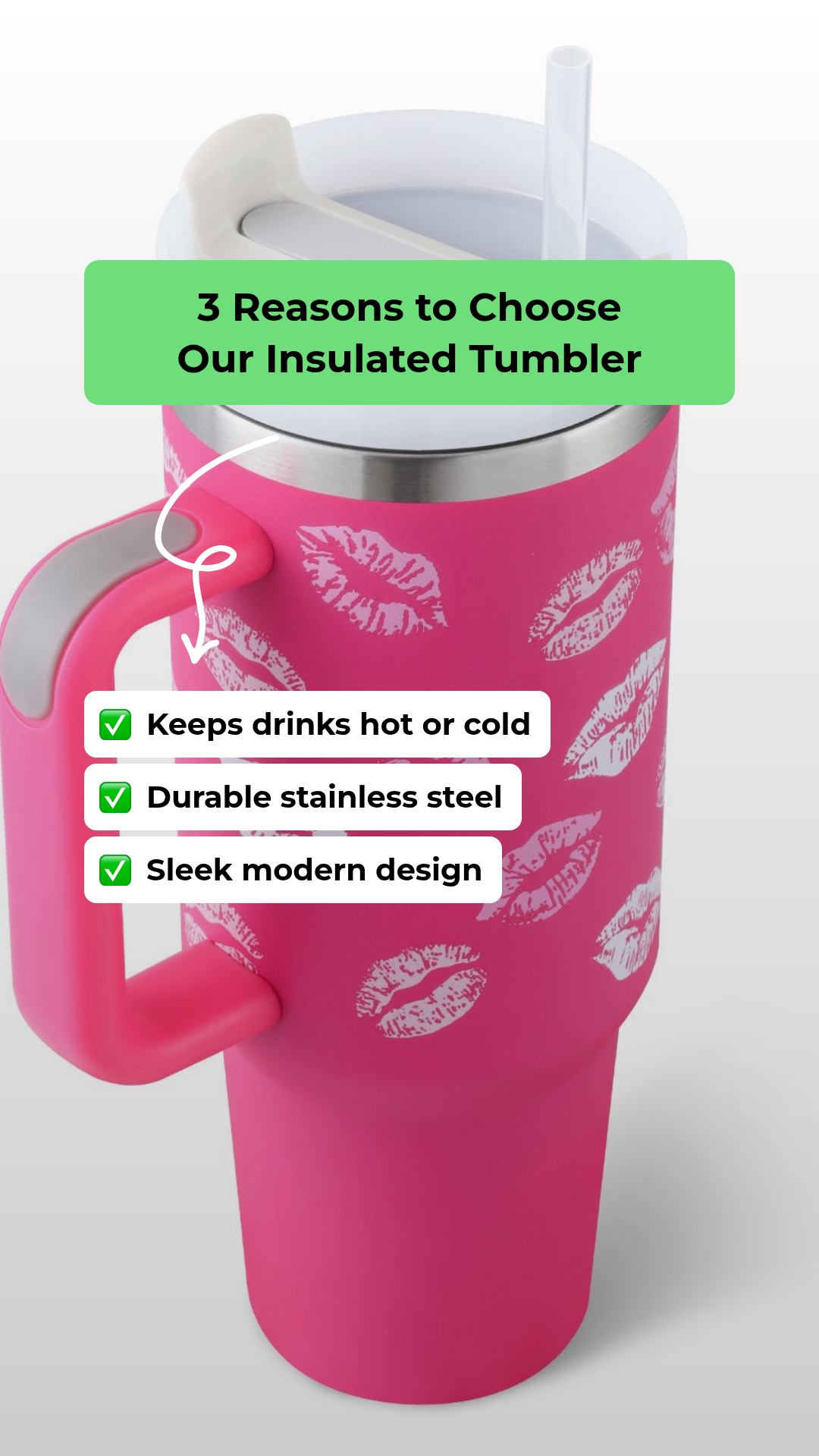 1200ML Insulated Stainless Steel Tumbler with Handle & Straw – GBYSUPPLY